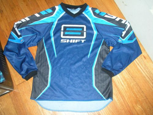 ~shift~blue motocross mx/dirt bike riding jersey, sz youth l, euc