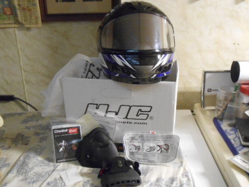 Hjc silver, blue &amp; black polaris snowmobile helmet new in box