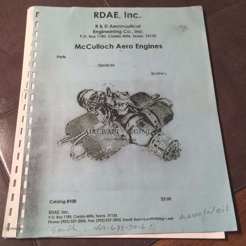 Muculloch aero engines o-100-1 and o-100-3 service parts manual