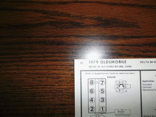 1979 oldsmobile olds eight series code-x 5.7 liter 350 ci v8 4bbl tune up chart