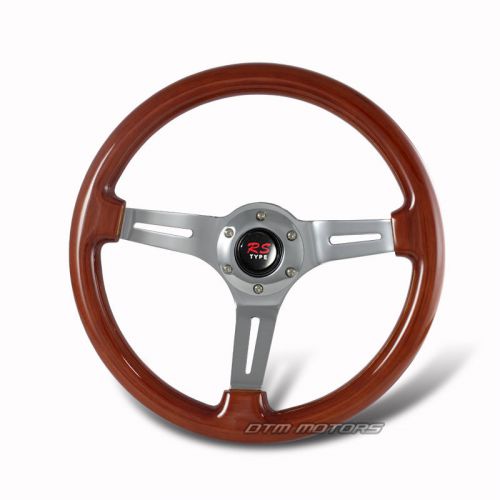 Universal 6 holed bolt 345mm deep dish wood grain style racing steering wheel
