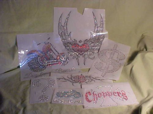 Motorcycle iron/press on rhinestone plus patches-291 + extra