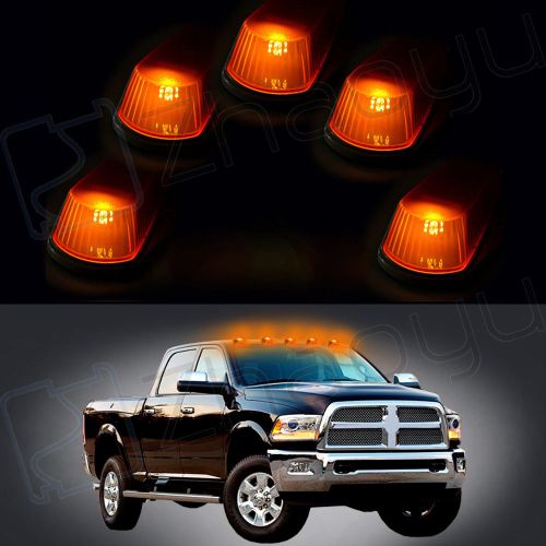 5pcs  cab roof marker running lights amber covers + blue led bulbs for truck 4x4