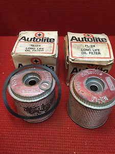 2 vintage autolite oil filter cartridges  #fl-24    new in boxes