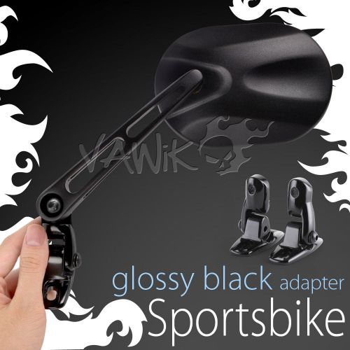 Vawik stark fairing mount sportbike mirrors black aluminum w/ glossy black θ