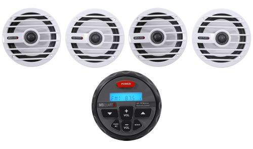 (4) mb quart nkf116 6.5&#034; 200 watt nautic marine boat audio speakers + receiver