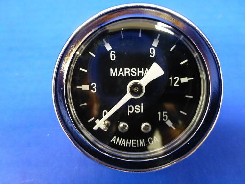 Marshall gauge 0-15 psi fuel pressure oil pressure gauge black 1.5&#034; diameter