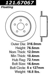 Centric parts 121.67067 rear disc brake rotor