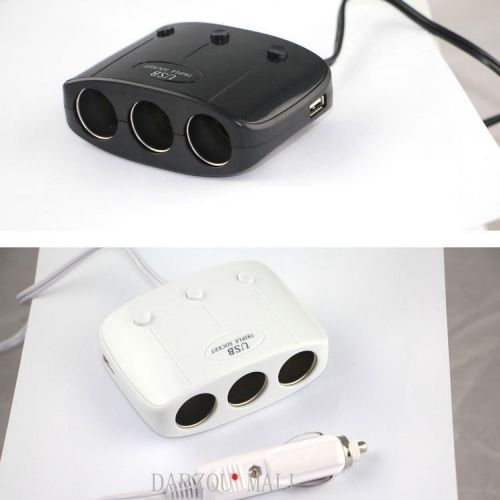 3 way dc power charger adapter dual usb port car cigarette lighter socket 12v