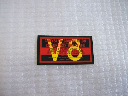 Mopar 1951  - 1956 v 8 oil filler cap decal chrysler plymouth dodge desoto