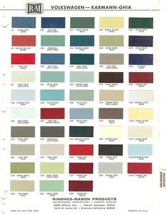 1962 1963 1964 1965 1966 volkswagen karmann-ghia beetle paint chips (r-m)