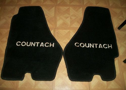 Lamborghini countach, countach floor mats,embroidered floor mats, white on black