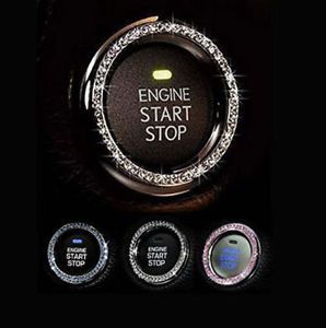 Crystal car bling sticker ring emblem auto start engine ignition key button dec