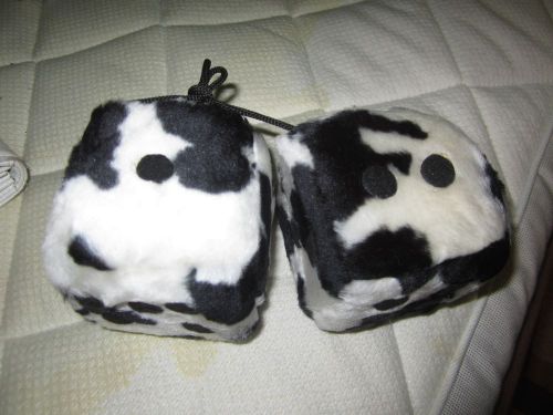 Cow spots fuzzy  dice dot rear mirror hangers car auto accessories