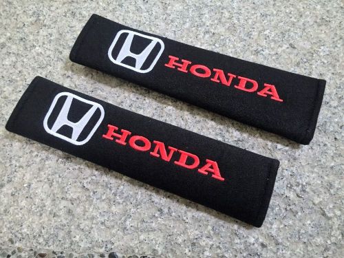 All honda cars velvety seat belt shoulder pads white/red logo 02 pcs