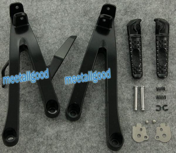 Black honda cbr 600rr 07 08 09 10 11 passenger foot pegs footrest&brackets rear