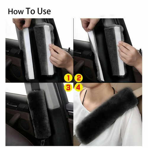 2 PCS Car Auto Sheepskin Seat Belt Covers Shoulder Strap Pads Cushion Headrest, US $7.41, image 2