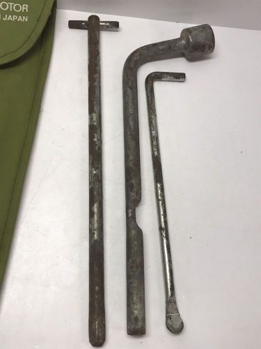 VINTAGE TIRE JACK LUG WRENCH HUB TOOL KIT GREEN TOYOTA MOTOR BAG MADE JAPAN, US $30.00, image 6
