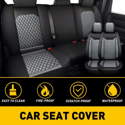 Black Gray PU Leather Car Seat Cover Full Set For Dodge Ram 1500 2500 3500 09-22, US $127.99, image 7