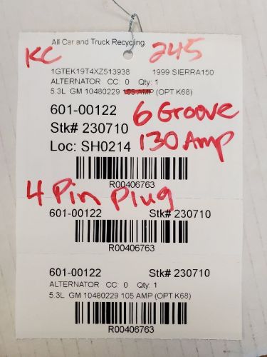 Alternator 130 Amp Opt K68 Fits 99 SIERRA 1500 PICKUP 406763, US $61.03, image 7