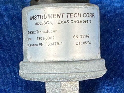 Instrument tech corp. transducer - oil pressure p/n: 9801-0002 , s3479-1