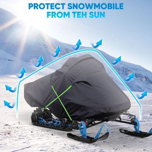 Heavy duty 300d waterproof snowmobile cover storage universal fits up to 145"