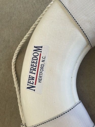 Life ring jim- buoy  20” white uscg approved throw boat new freedom hertford nc