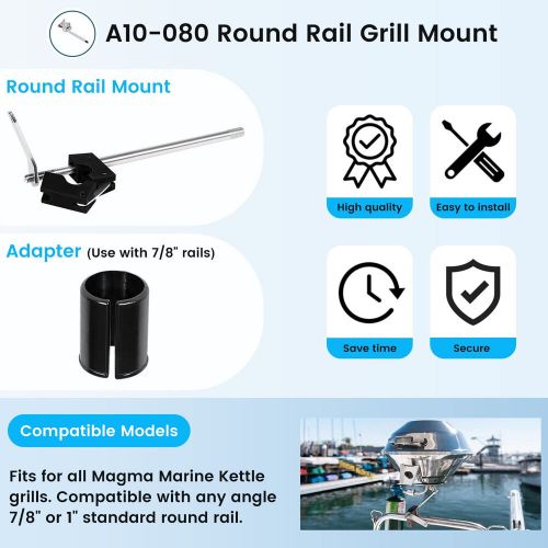 A10-080 Round Rail Grill Mount Bracket 7/8"-1" Fits for Marine Kettle BBQ Grill, US $47.90, image 6