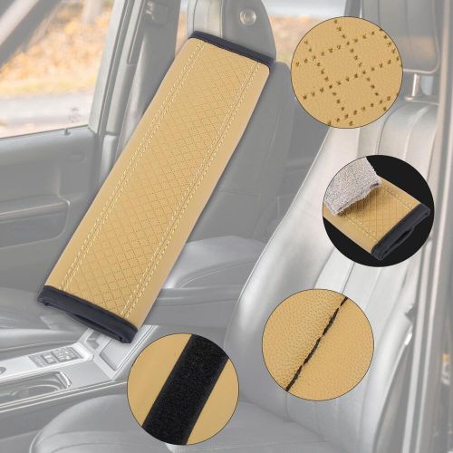 4pcs Microfiber Leather Car Interior Seat Belt Shoulder Pad Mat Cover Khaki, US $21.99, image 3
