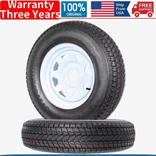 Set of 2 Trailer Tires Rims ST175/80D13 175/80 13 Load Range C 5 Lug Spoke Wheel, US $137.74, image 9