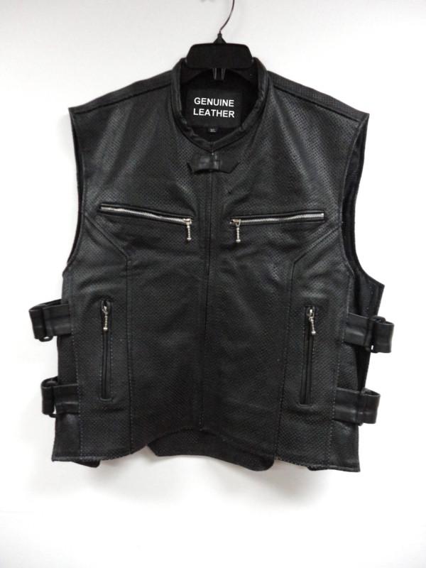 Sell XL Size Mens Perforated Leather Motorcycle Biker Vest W/Armor ...