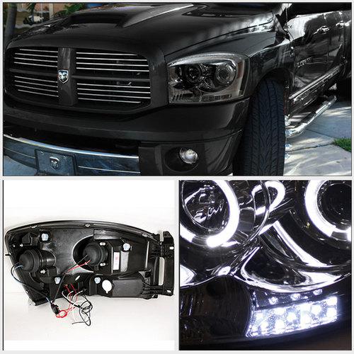 6K Slim Ballast Xenon Hid+06-08 Dodge Ram Smoked Halo Led Projector Headlights, US $175.99, image 2