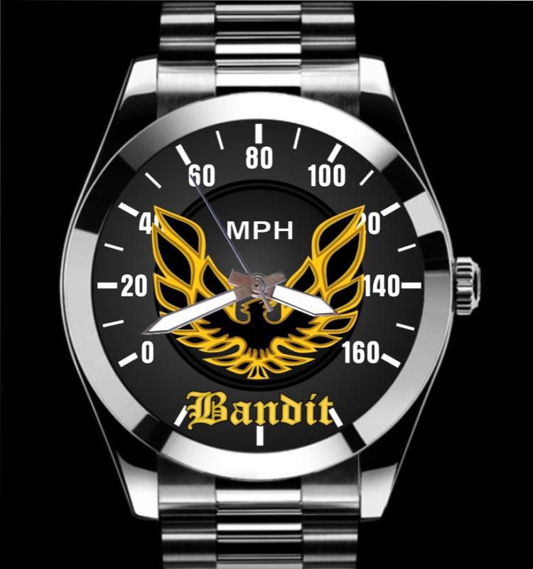 Smokey and the bandit movie gold trans am gauge mph stainless watch  