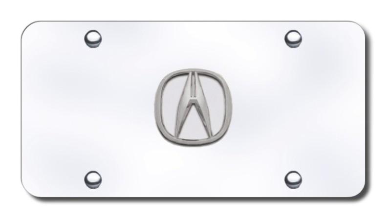 Acura logo "no fill" chrome on chrome license plate made in usa genuine