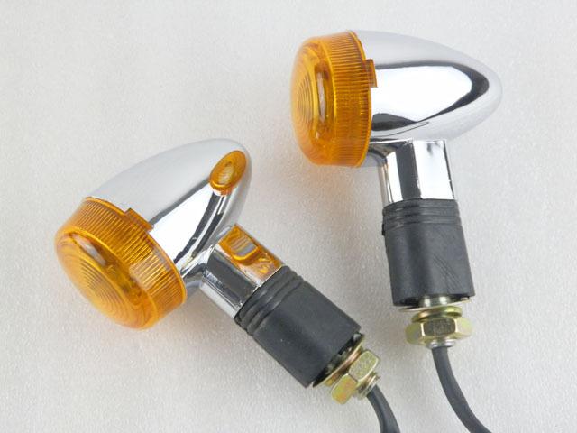 Chrome mini amber bullet turn signals light for honda shadow vt vtx aero