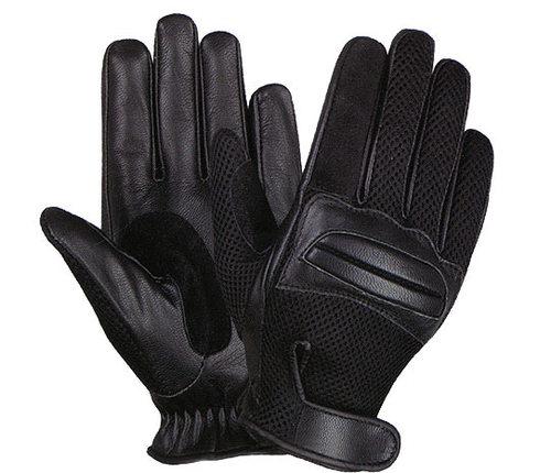 Xelement mens black leather/textile and mesh ultra riding gloves