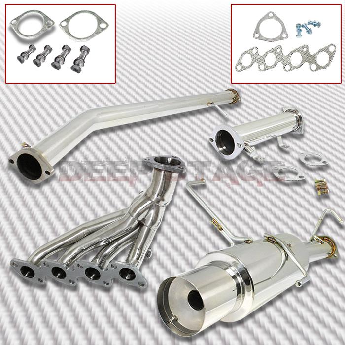 Ss cat back exhaust 4.5" tip muffler+header+piping 95-98 nissan 240sx s14 le/se