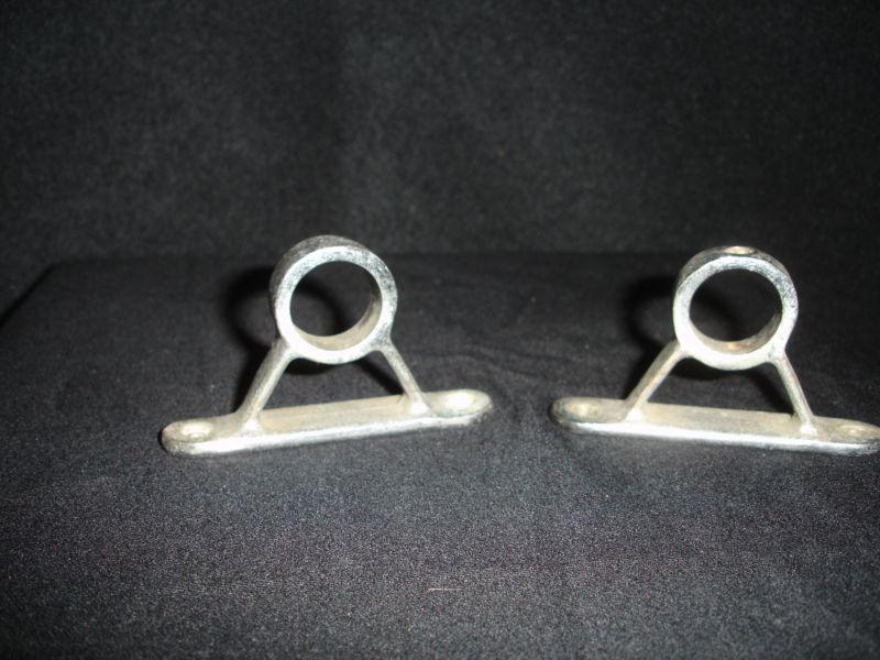 Vintage pair boat deck ring cleats      -- boat deck hardware