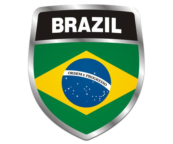 Brazil flag shield decal 5"x4.3" brazilian vinyl bumper sticker zu1