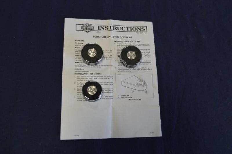 Harley davidson oem chrome fork tube and stem cover kit-46129-98b