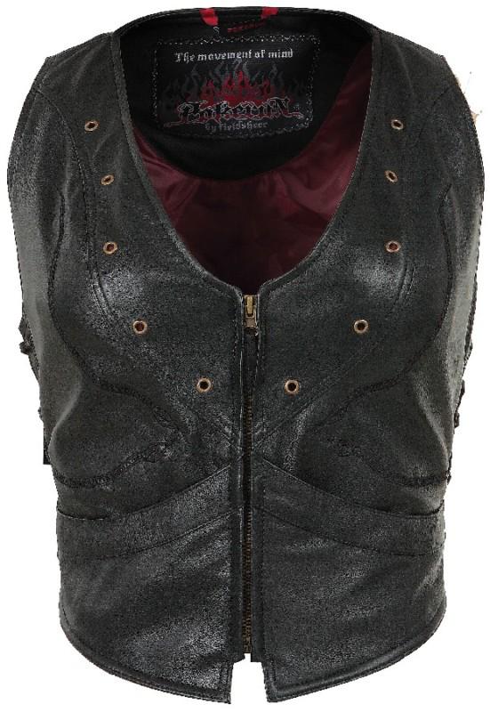 Sell Pokerun Vixen Womens Black Small Leather Motorcycle Riding Vest