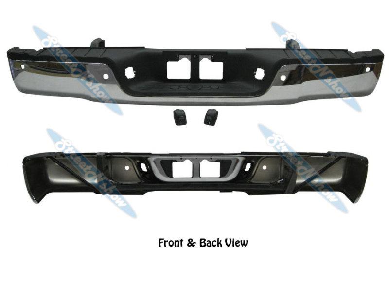 2007-2011 toyota tundra rear step bumper assy chrome with sensor holes 