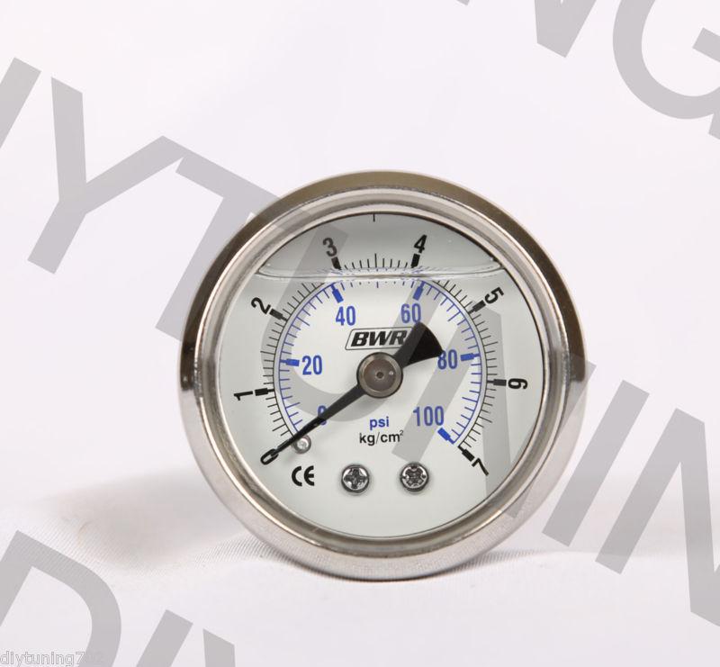 Blackworks bwr liquid filled fuel pressure white gauge kit 100 psi eg ek ef dc2