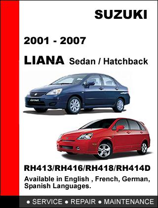 Suzuki liana 2001 - 2007 factory service repair shop manual access in 24  hours