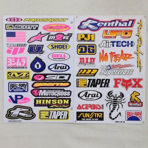 2 sheets car stickers racing decal motocross atv hot sale! free shipping s016