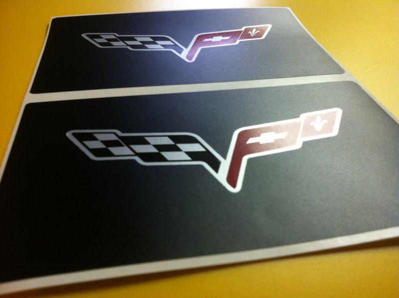 Sell (2) C6 200510 CORVETTE VISOR DECAL FLAGS STICKERS in Helmetta
