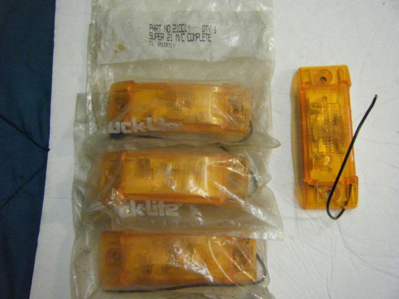 4 new truck-lite 21001y amber clearance marker light kits super 21 rectangular