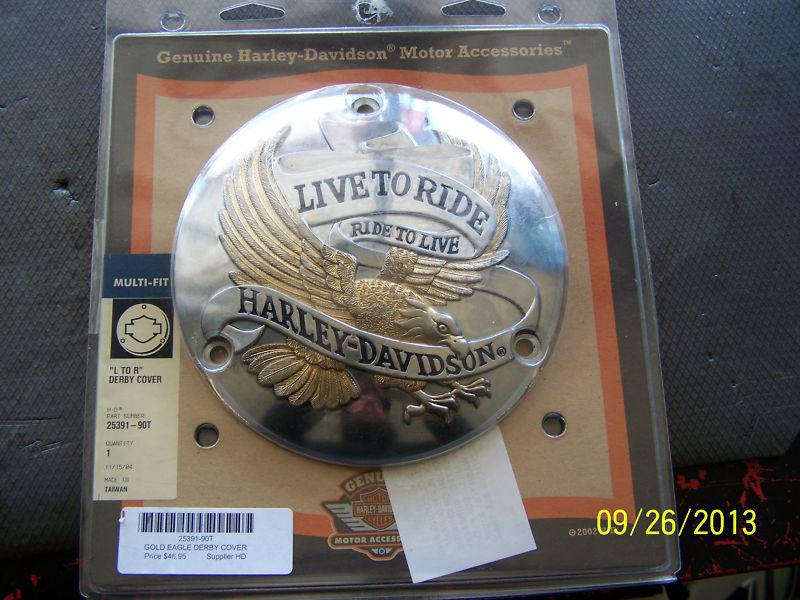New harley davidson gold eagal derby cover p/n 25391-90t 70-98 models not sporty