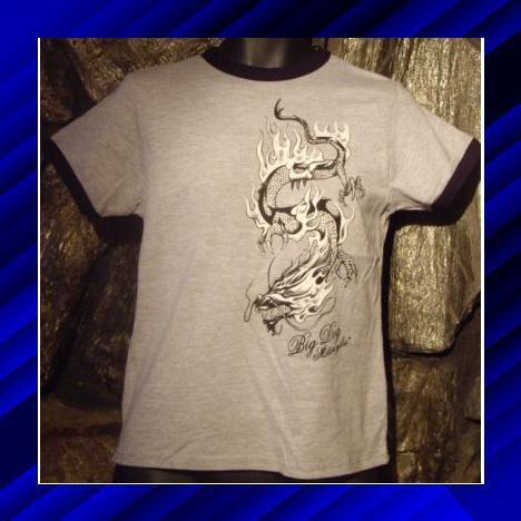 Big dog motorcycle ladies short sleeve grey dragon large