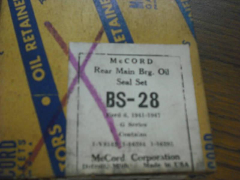 1941-47 ford "6" g-series n.o.s. rear main bearing seal